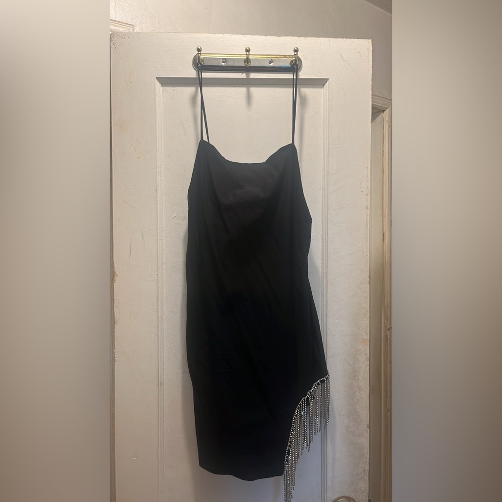 Plain black dress with bling on the thigh